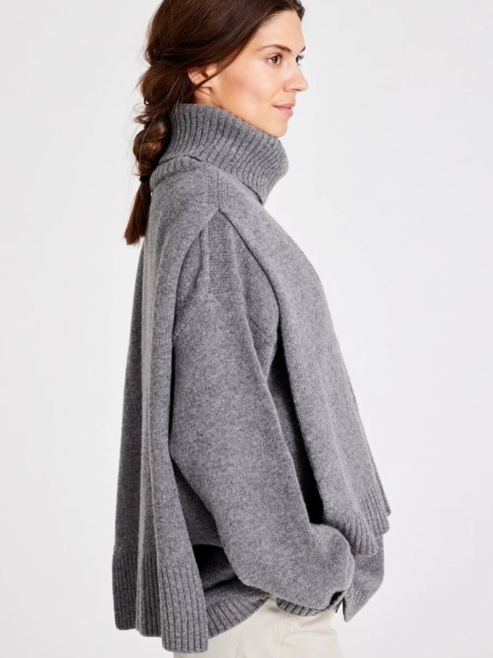 Gai & Lisva Michelle Grey Lambswool Turtleneck Neck Piece